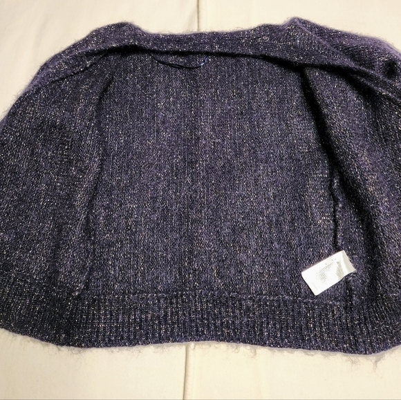 H&M Metallic Cropped Cardigan Navy Gold Medium - Picture 8 of 11